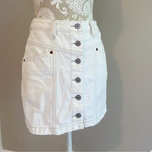 Abercrombie Fitch Denim Button Fly Mini Skirt Size 26 2 Natural Rise